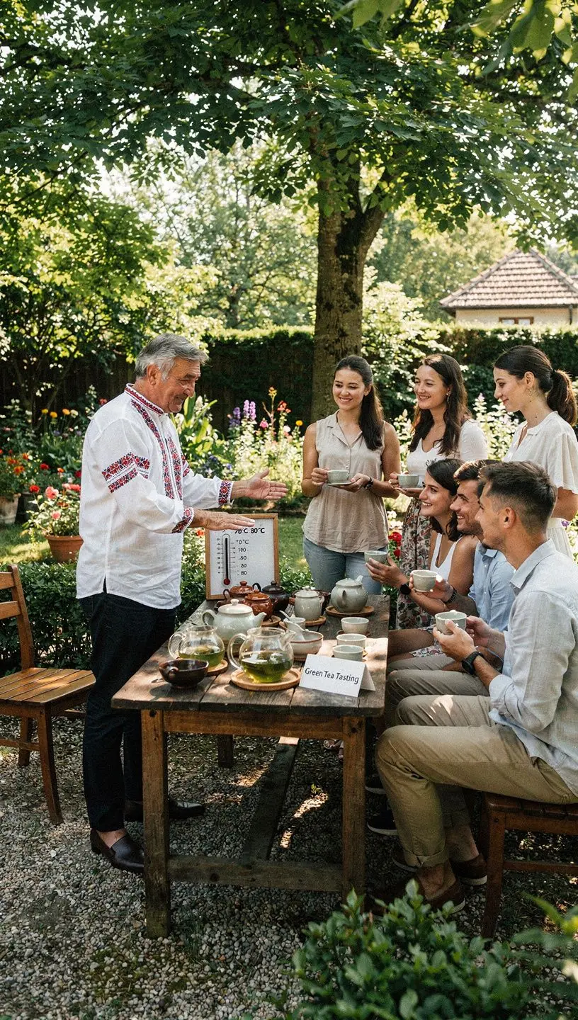 Zöld tea levelek közelről, friss és élénk zöld színben.